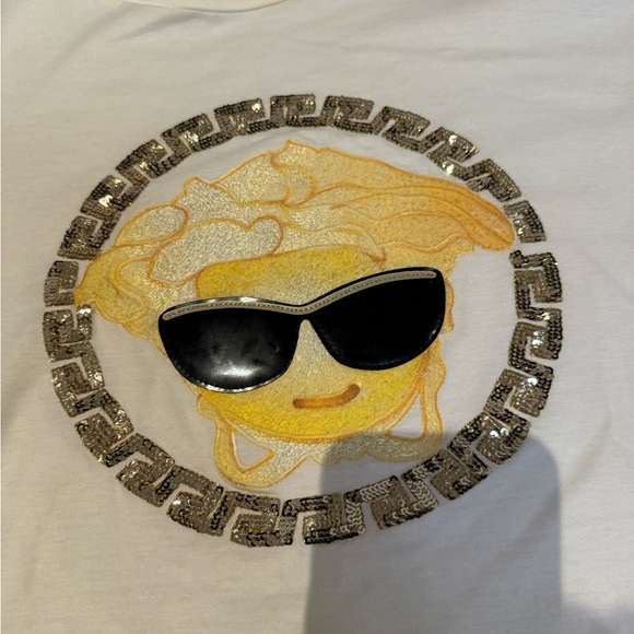 Versace White/navy Medusa Graphic Short Sleeve Tee Men Size 40 - Picture 2 of 5